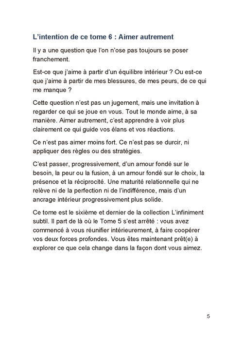 Intention du tome 6