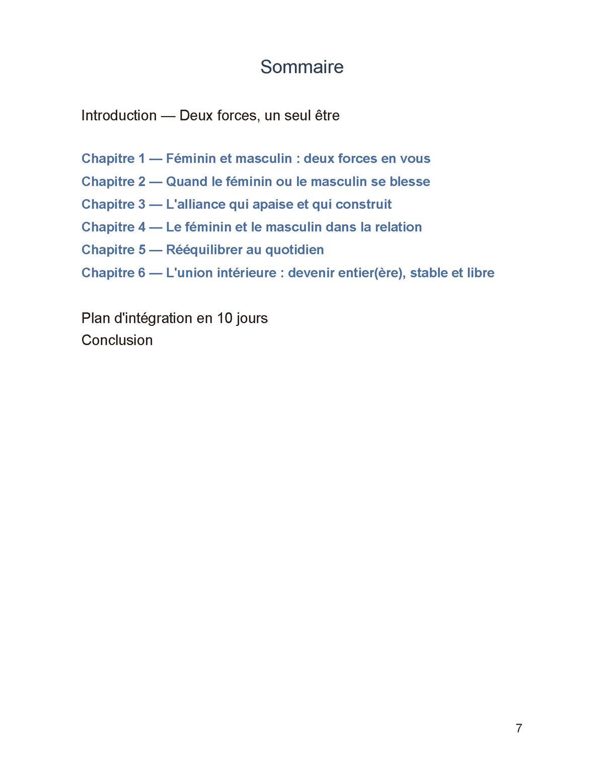 Sommaire du tome 5
