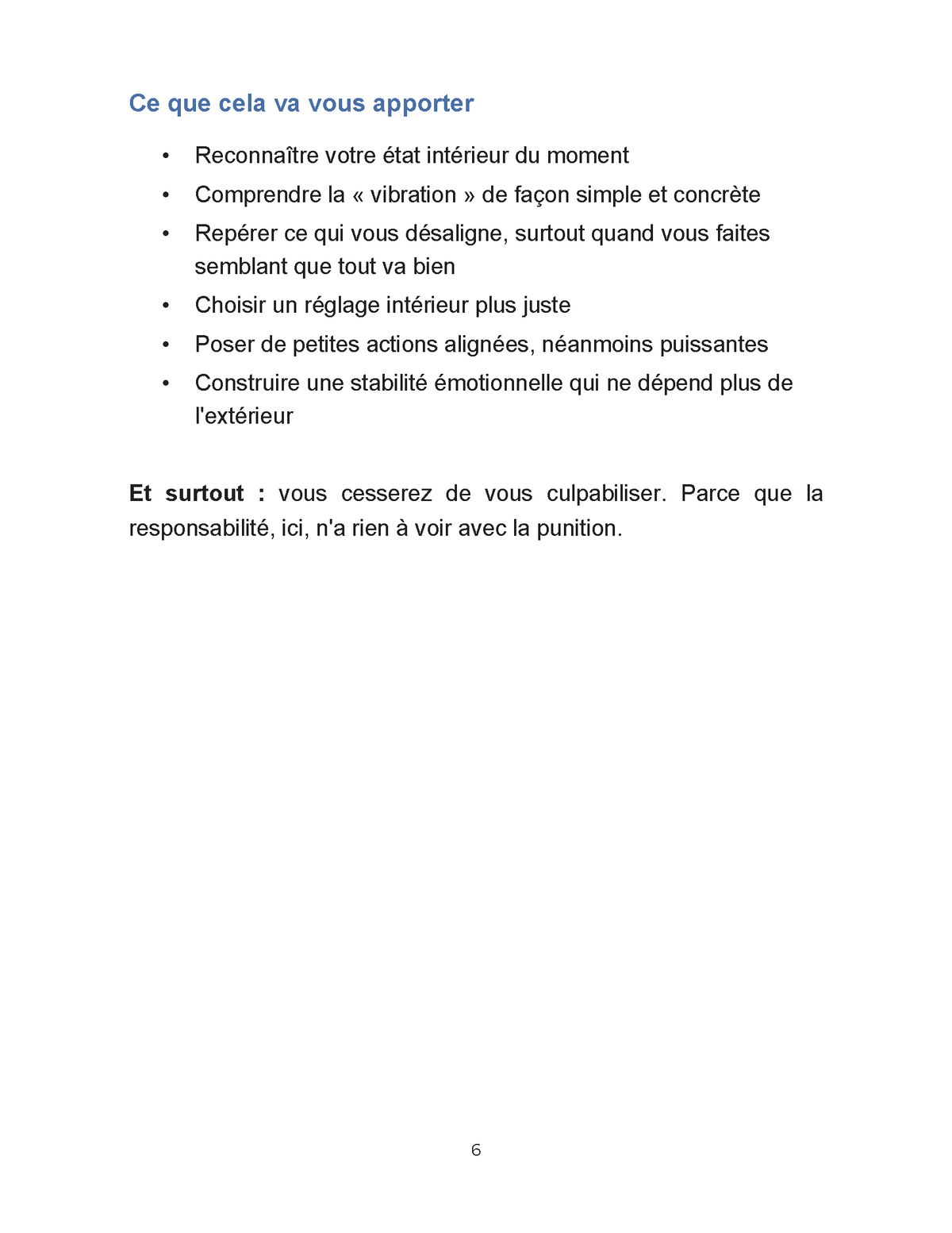 Bénéfices du livret Cesser de subir – stabilité émotionnelle, alignement intérieur, cesser de se culpabiliser