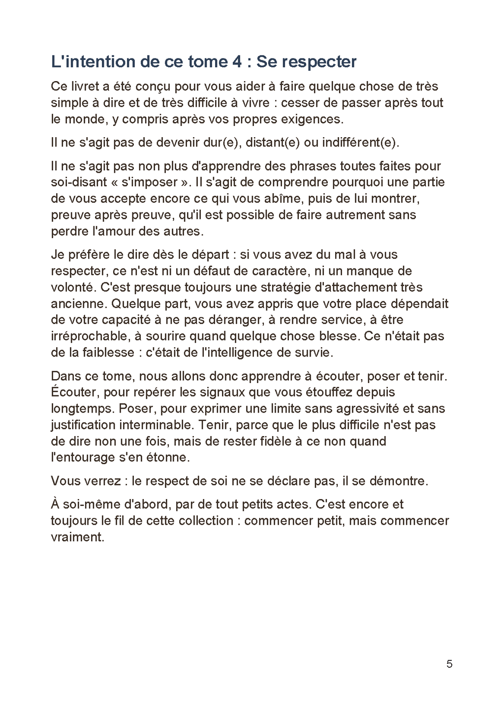 intention du Tome 4 - Se respecter