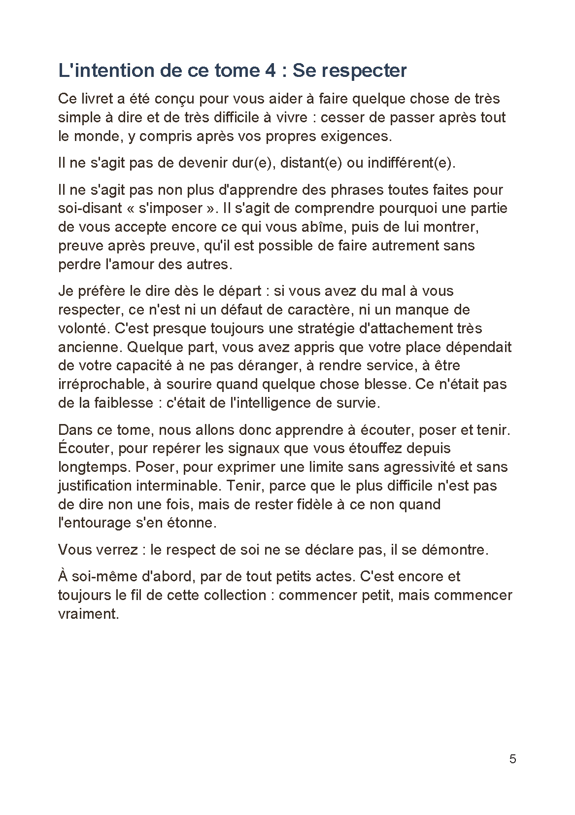 intention du Tome 4 - Se respecter